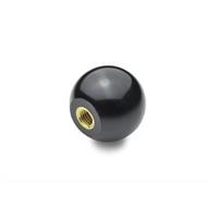 DIN 319 Ball Knob Plastic with Bushing in Brass